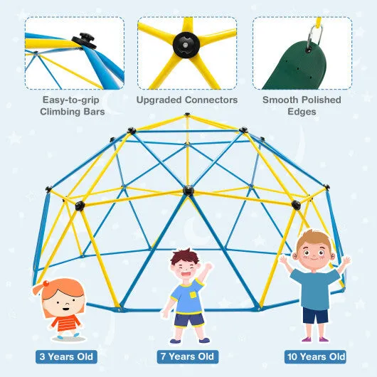 10 Feet Dome Climber with Swing and 800 Lbs Load Capacity-Multicolor - Color: Multicolor
