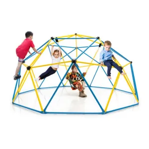 10 Feet Dome Climber with Swing and 800 Lbs Load Capacity-Multicolor - Color: Multicolor