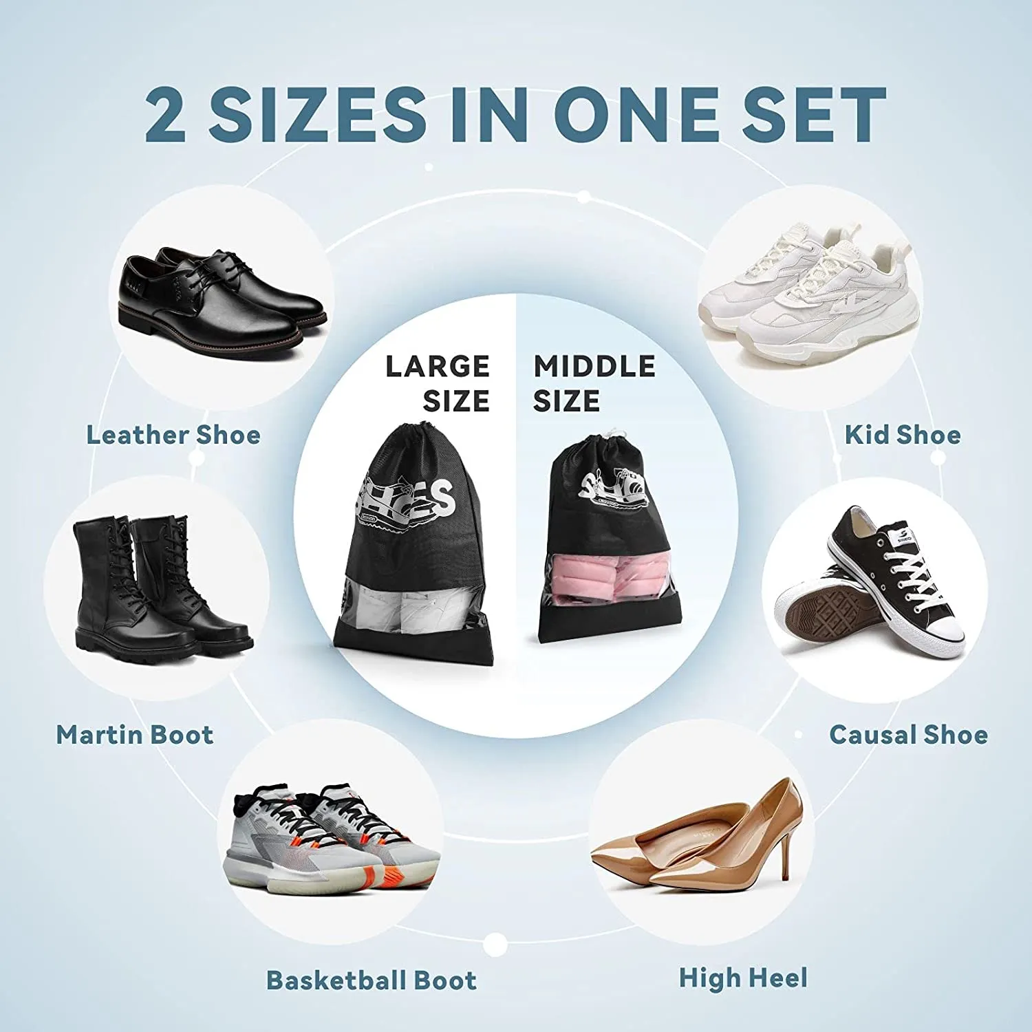 12PCS Travel Shoe Bags