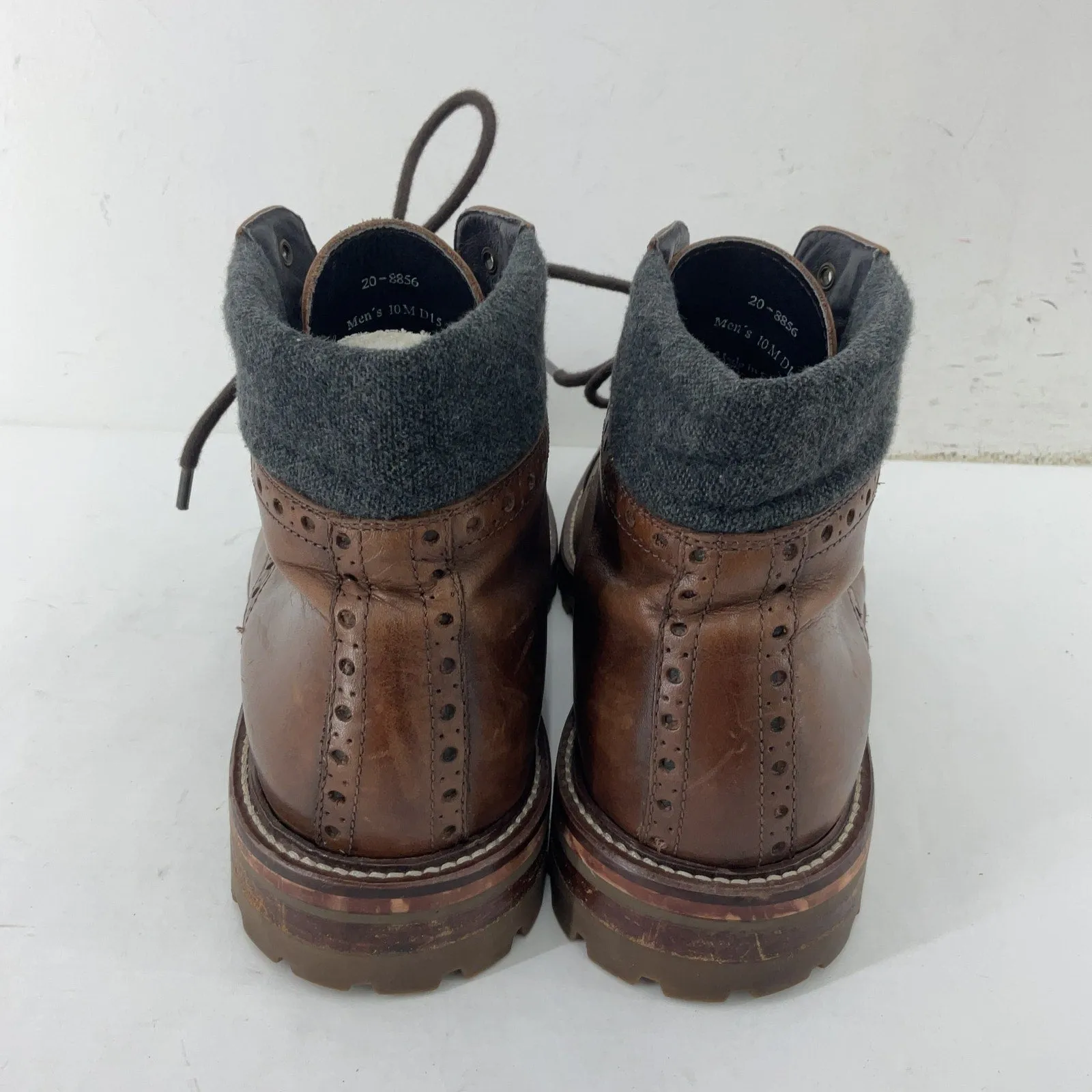 1850 Men's Brown Leather Perforated Combat Boots Size 10 Preowned