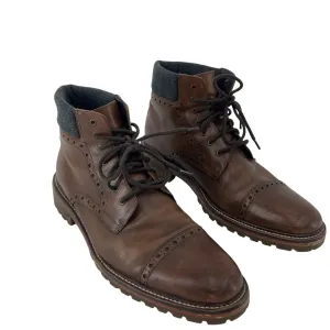 1850 Men's Brown Leather Perforated Combat Boots Size 10 Preowned