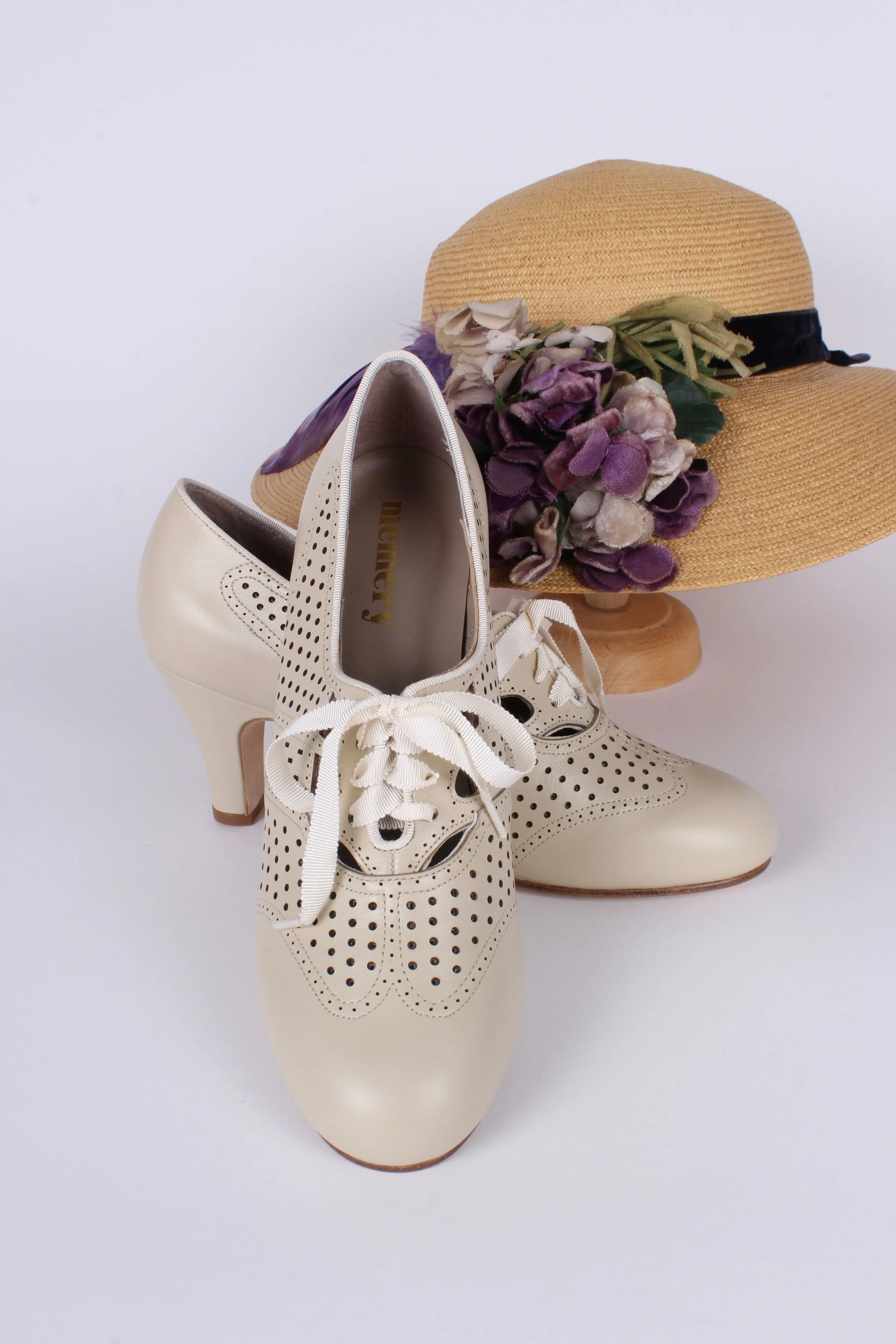 1930s everyday oxford high heel shoes - Cream - Marie