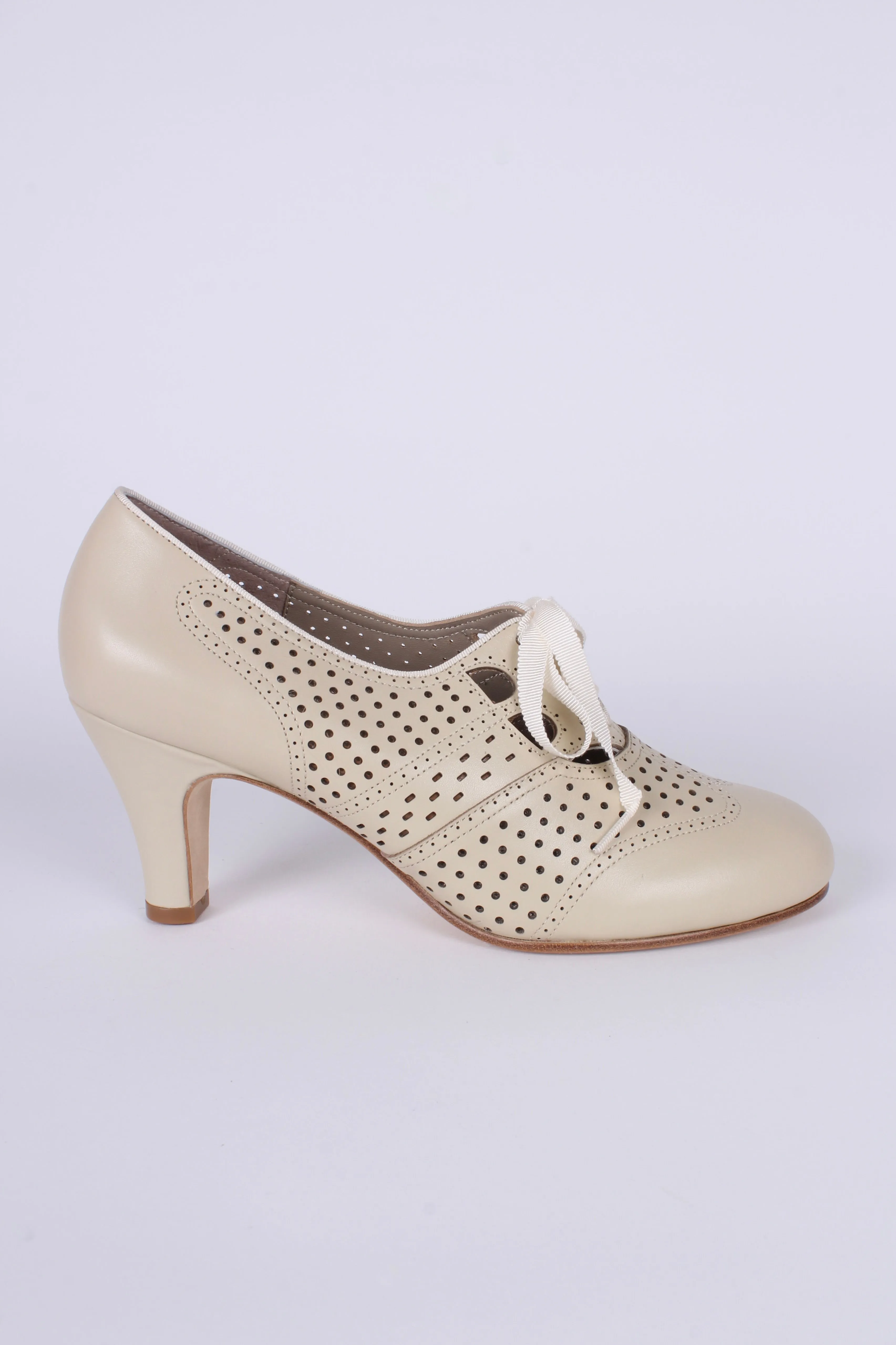 1930s everyday oxford high heel shoes - Cream - Marie