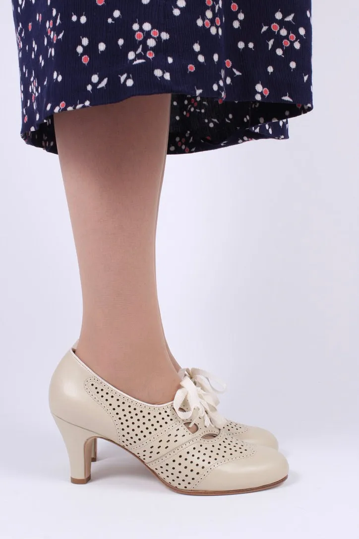 1930s everyday oxford high heel shoes - Cream - Marie