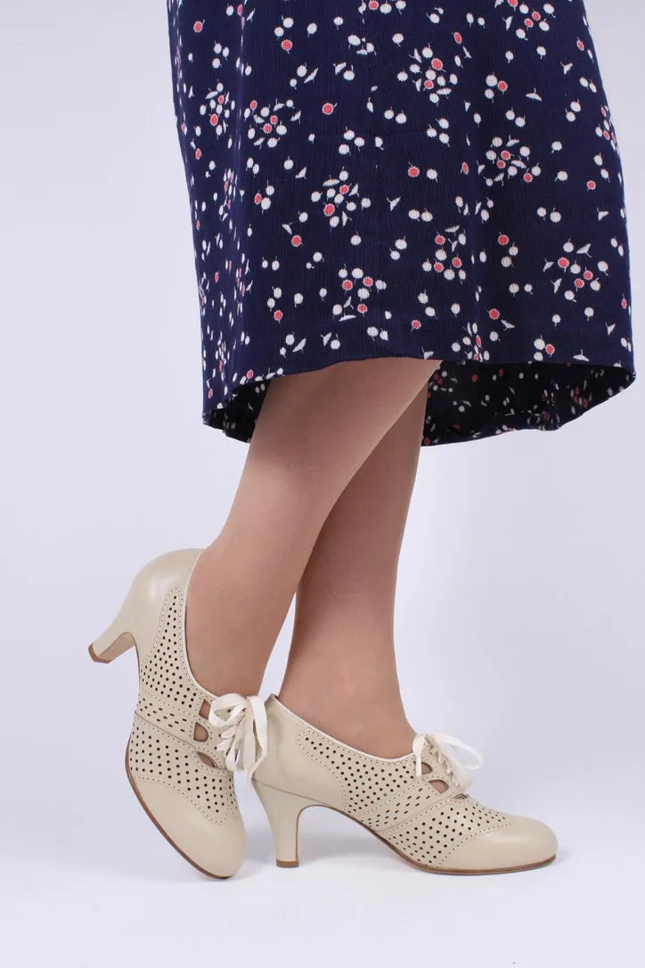 1930s everyday oxford high heel shoes - Cream - Marie