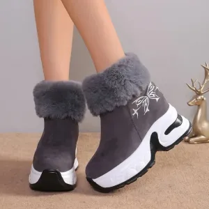 2024 Hot Women's Winter Boots - Side Zip Plush Fleece Snow Boots, Warm Short Barrel Platform Shoes for Women