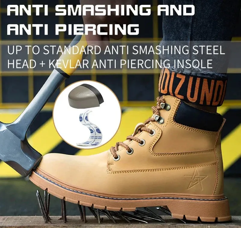 2024 Winter Safety Boots for Men - Plush, Waterproof, Steel Toe, Indestructible, Anti-Smashing, Puncture-Proof Footwear