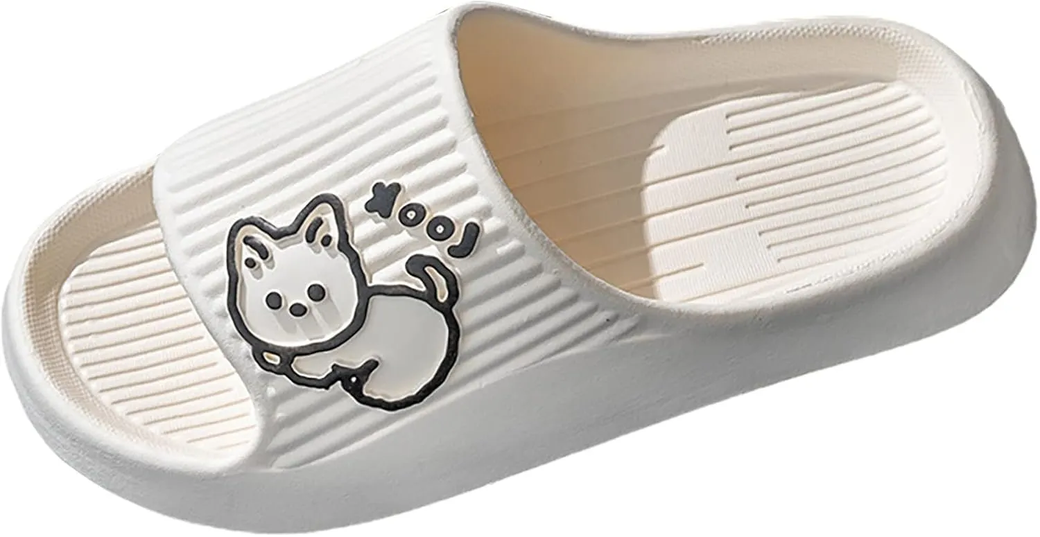 2025 Summer Cloud Slides Slippers for Women Cartoon Print Soft Flat Soled Shower Slide Sandal Lime Slippers for Women