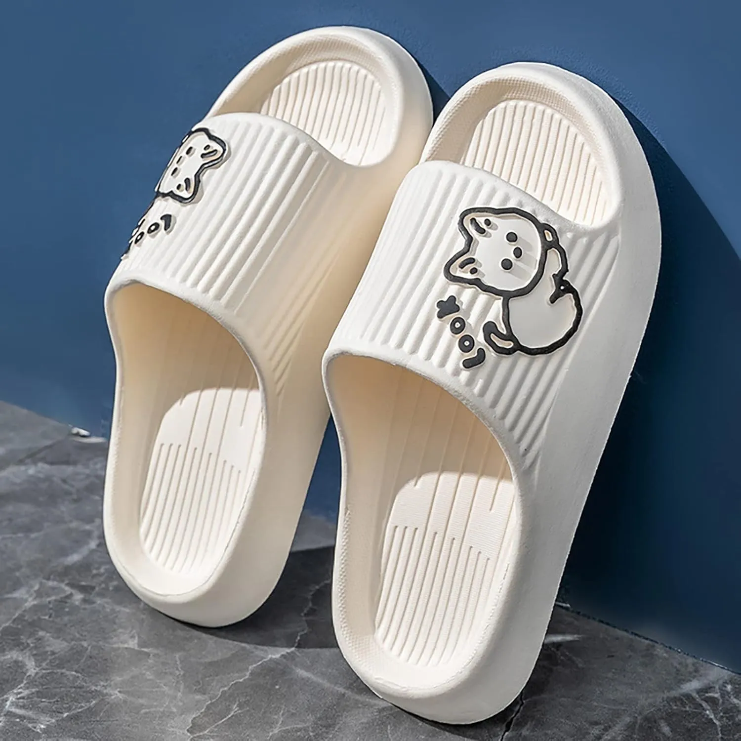 2025 Summer Cloud Slides Slippers for Women Cartoon Print Soft Flat Soled Shower Slide Sandal Lime Slippers for Women