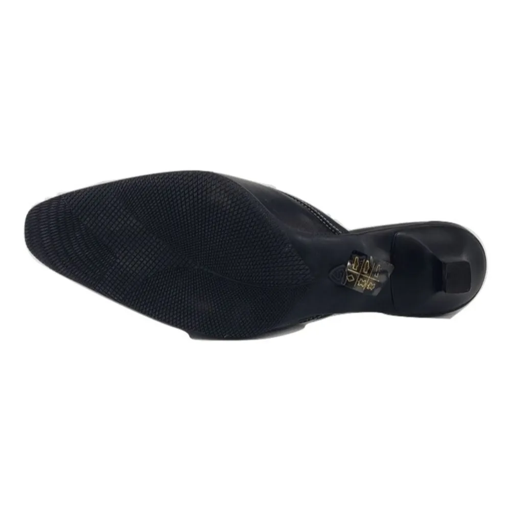 221432 Softy Black Leather AGL Slingback Mules