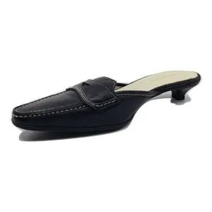221432 Softy Black Leather AGL Slingback Mules