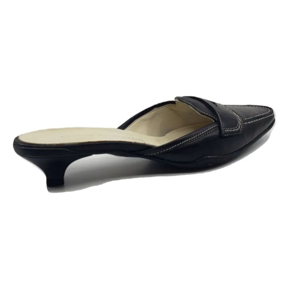221432 Softy Black Leather AGL Slingback Mules
