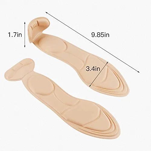 (3 Pairs) Heel Inserts for Women, Shoe Insoles, Heel Cushions, Sponge Shoes Pads with High Heel Inserts for Loose Shoes, Metatarsal or Arch Pain,Feet Sore Relief (Women 4.5-9.5)