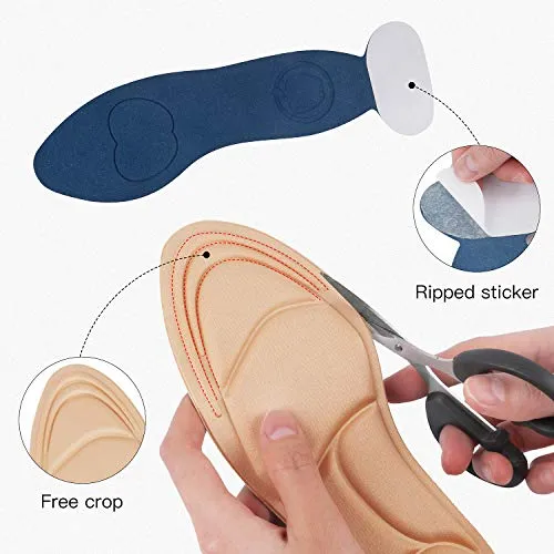 (3 Pairs) Heel Inserts for Women, Shoe Insoles, Heel Cushions, Sponge Shoes Pads with High Heel Inserts for Loose Shoes, Metatarsal or Arch Pain,Feet Sore Relief (Women 4.5-9.5)