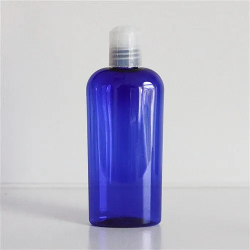 4 oz Blue PET Cosmo Oval with 20-410 Neck