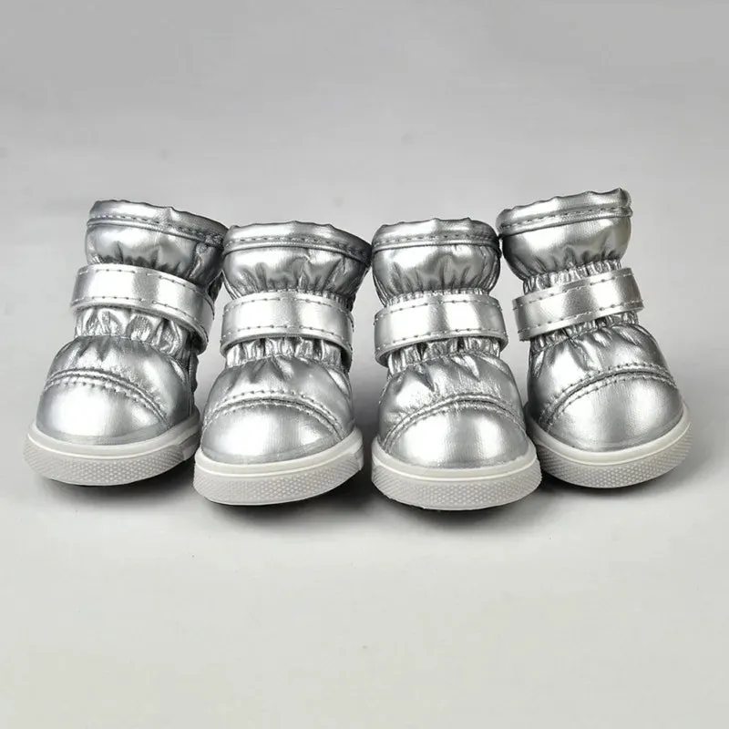 4Pcs/Set Winter Pet Dog Shoes | Warm Snow Boots | Waterproof & Non-Slip Casual Shoes for Small Dogs | Ideal for Chihuahua, Pug