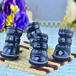 4Pcs/Set Winter Pet Dog Shoes | Warm Snow Boots | Waterproof & Non-Slip Casual Shoes for Small Dogs | Ideal for Chihuahua, Pug
