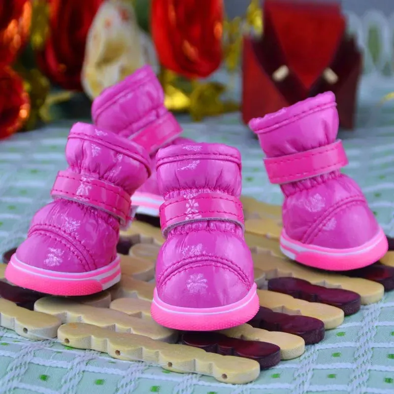4Pcs/Set Winter Pet Dog Shoes | Warm Snow Boots | Waterproof & Non-Slip Casual Shoes for Small Dogs | Ideal for Chihuahua, Pug