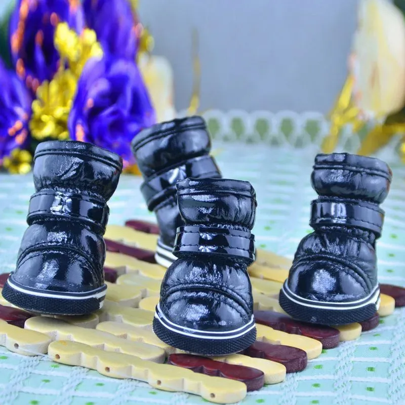 4Pcs/Set Winter Pet Dog Shoes | Warm Snow Boots | Waterproof & Non-Slip Casual Shoes for Small Dogs | Ideal for Chihuahua, Pug