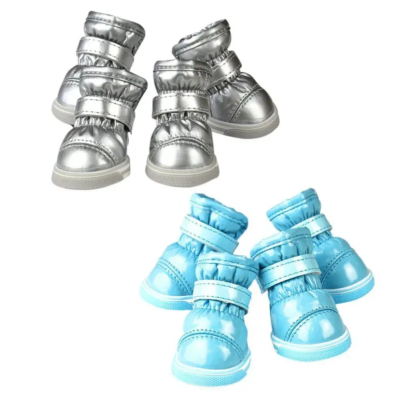 4Pcs/Set Winter Pet Dog Shoes | Warm Snow Boots | Waterproof & Non-Slip Casual Shoes for Small Dogs | Ideal for Chihuahua, Pug