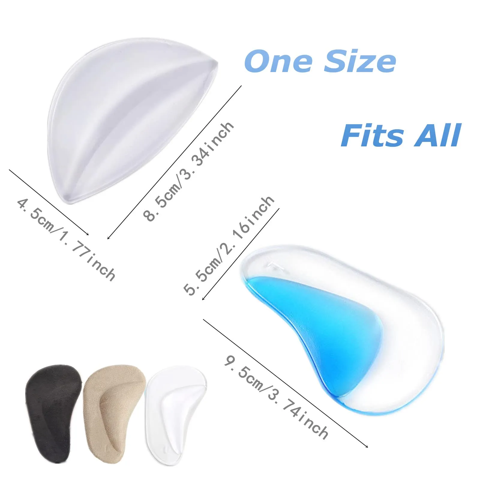 6 Pairs Arch Support Insoles, Silicone Flat Feet Plantar Fasciitis Orthotic Arch Insoles, Gel & Flannel Shoe Arch Support Cushion Pads for Women Men Kids by SamHeng