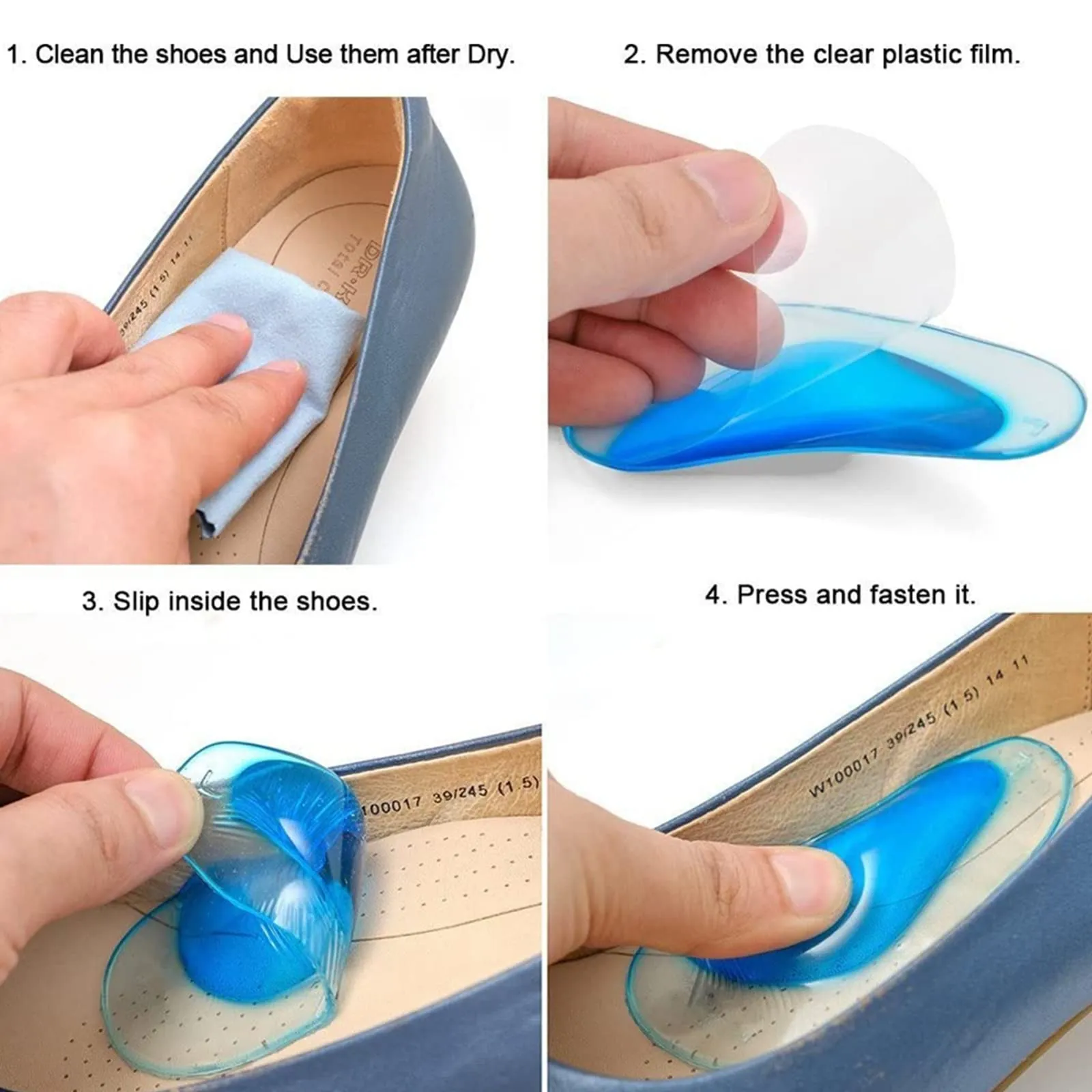 6 Pairs Arch Support Insoles, Silicone Flat Feet Plantar Fasciitis Orthotic Arch Insoles, Gel & Flannel Shoe Arch Support Cushion Pads for Women Men Kids by SamHeng