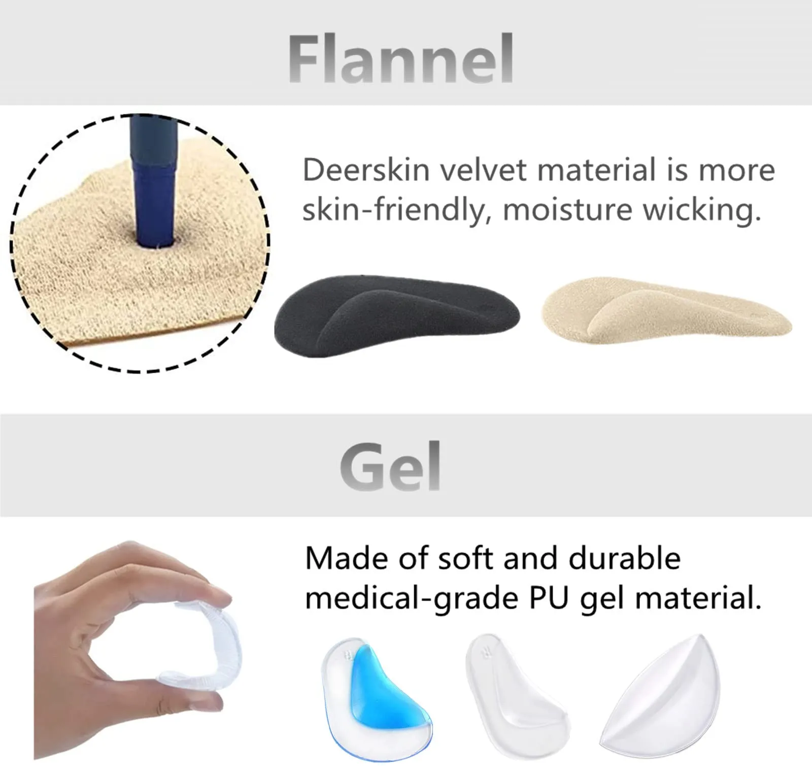 6 Pairs Arch Support Insoles, Silicone Flat Feet Plantar Fasciitis Orthotic Arch Insoles, Gel & Flannel Shoe Arch Support Cushion Pads for Women Men Kids by SamHeng