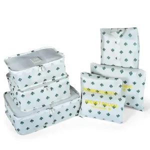 7PCS Travel Packing Cubes for Suitcases, TOYESS Waterproof Nylon Luggage Organiser Storage Bags Value Set for Backpack, Cactus 7pcs-cactus