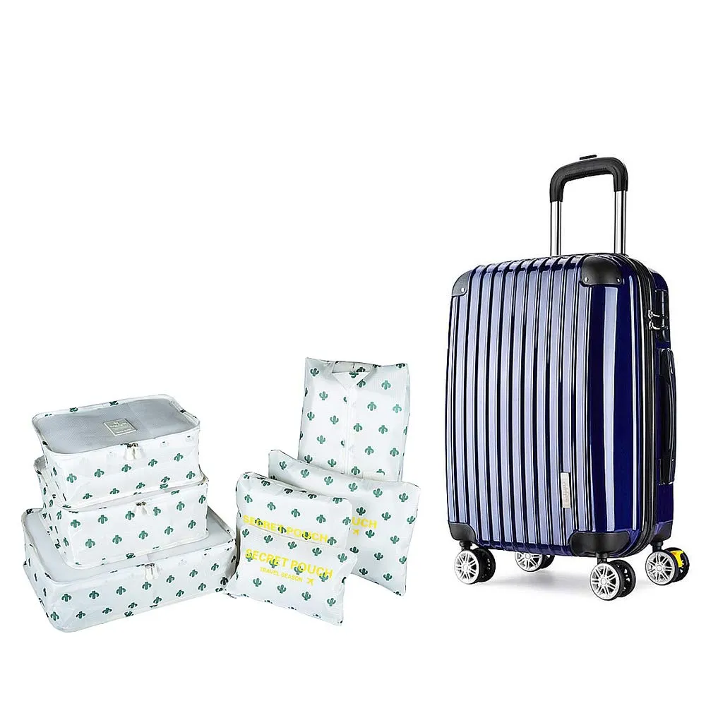 7PCS Travel Packing Cubes for Suitcases, TOYESS Waterproof Nylon Luggage Organiser Storage Bags Value Set for Backpack, Cactus 7pcs-cactus