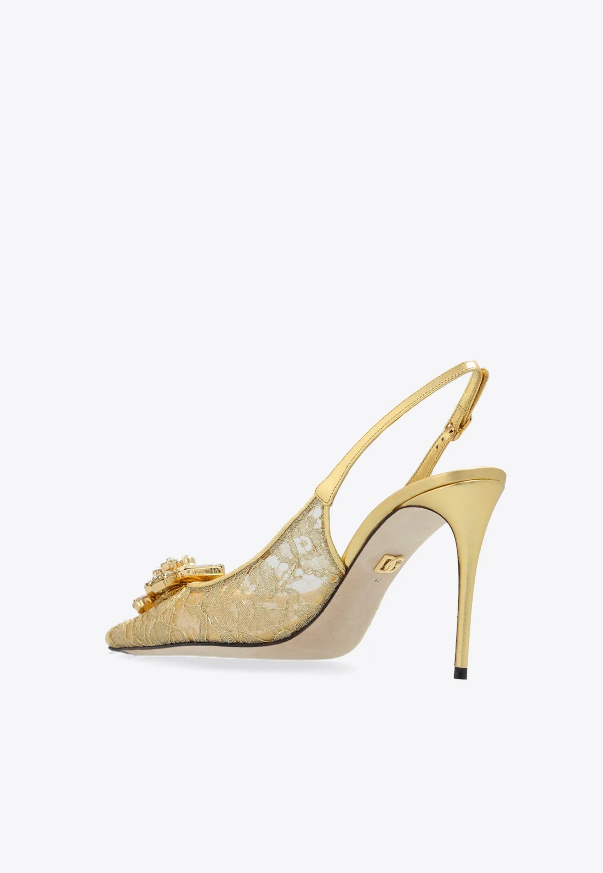 90 Embellished Lurex Lace Slingback Pumps