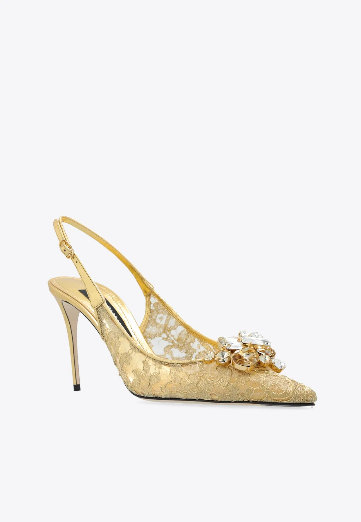 90 Embellished Lurex Lace Slingback Pumps