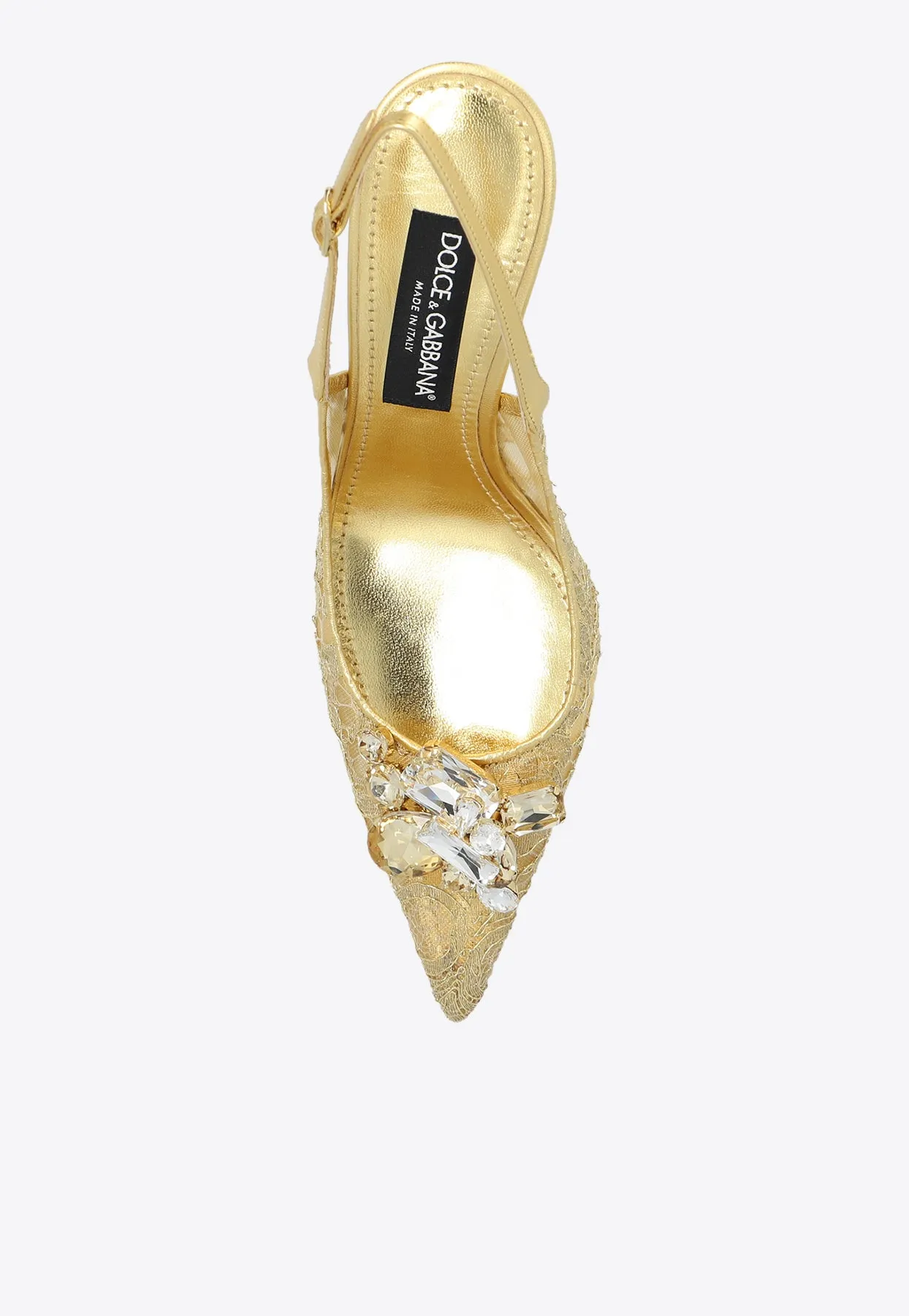 90 Embellished Lurex Lace Slingback Pumps