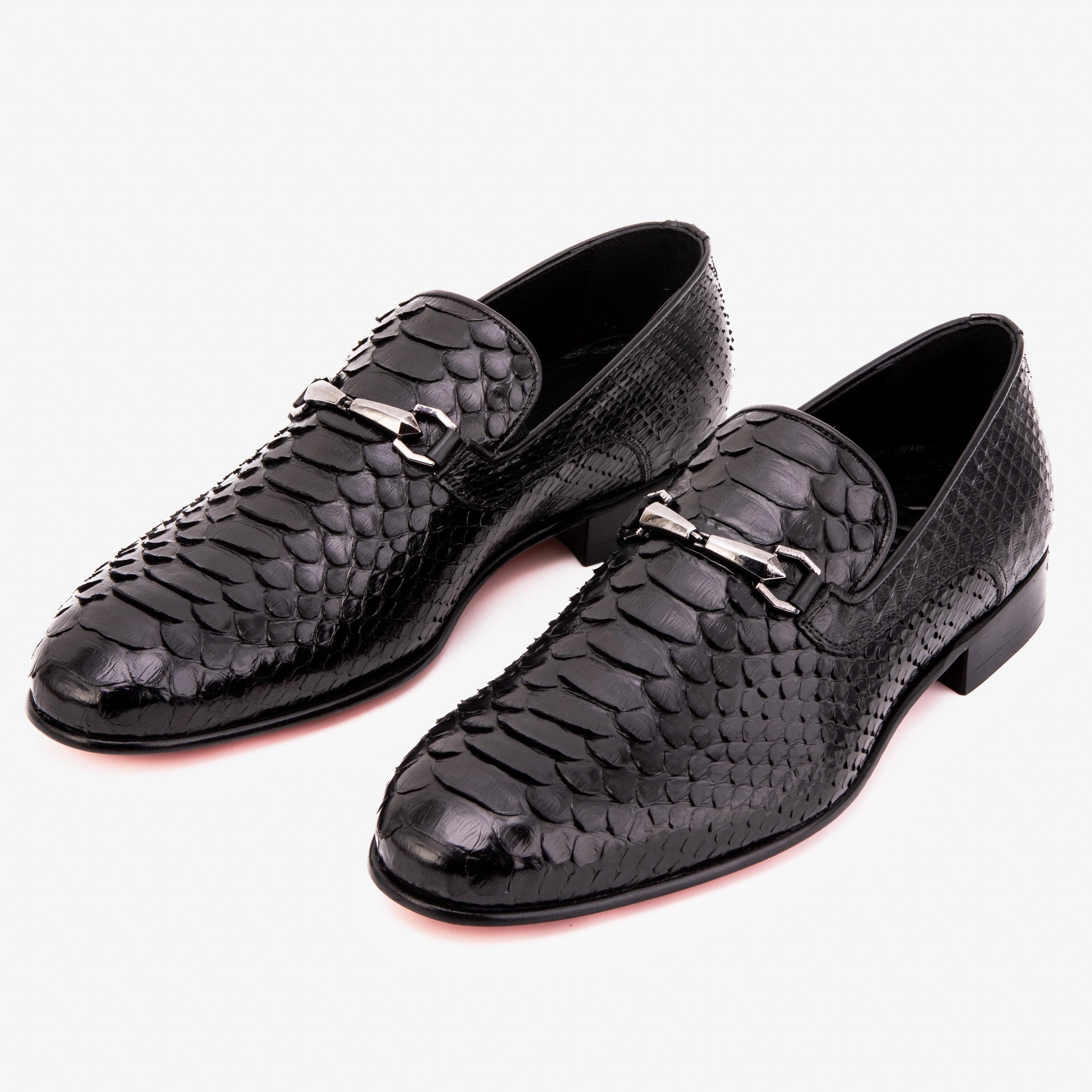 The Viper Black Python Skin Leather Bit Loafer Men Shoe Adaptive Style Timeless traction