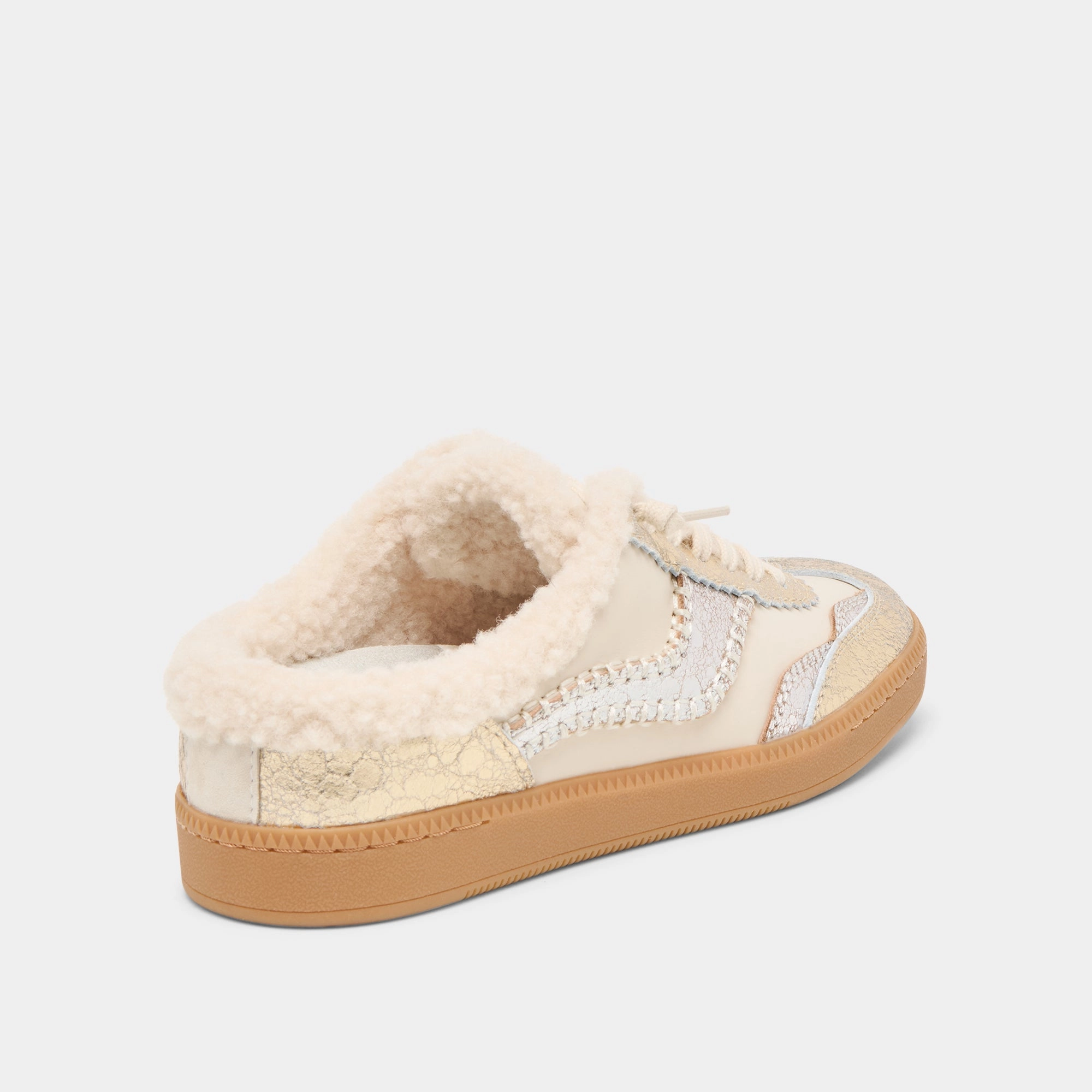 NOTICE SLIDE PLUSH SILVER GOLD CRACKLED LEATHER moisture - wicking - level decorative - strap