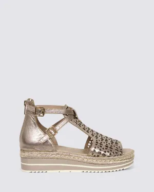 ACCRA PLATFORM SANDALS CHAMPAGNE LEATHER