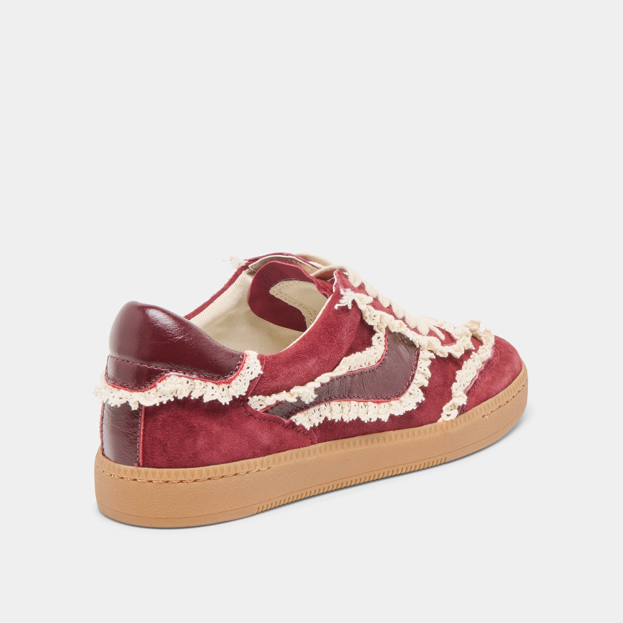 Oversized Tongue Low Profile Cushion NOTICE LACE SNEAKERS OXBLOOD SUEDE