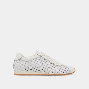 Hyperbolic Logging Cage Recycled Material Design DANIE EYELET PERF SNEAKERS TRUE WHITE LEATHER
