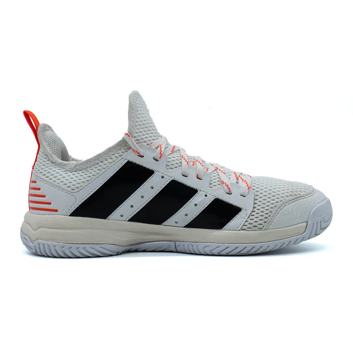 Adidas Stabil Indoor Lifestyle Sport Shoes Fabric White Colour For Women