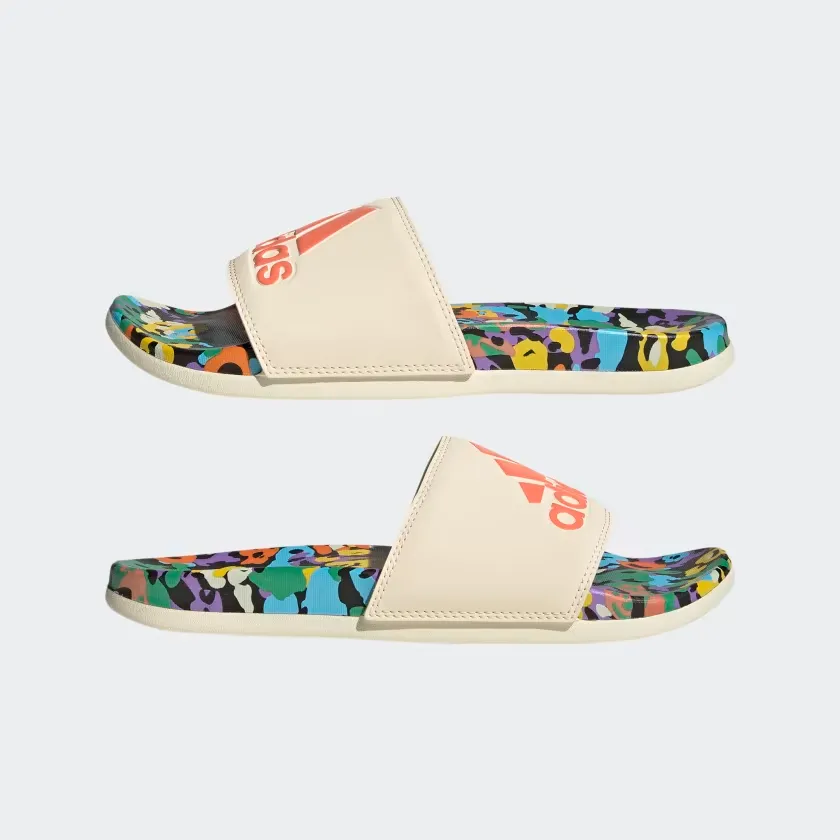 Adidas Women's Adilette Comfort Slides - Ecru Tint / Coral Fusion