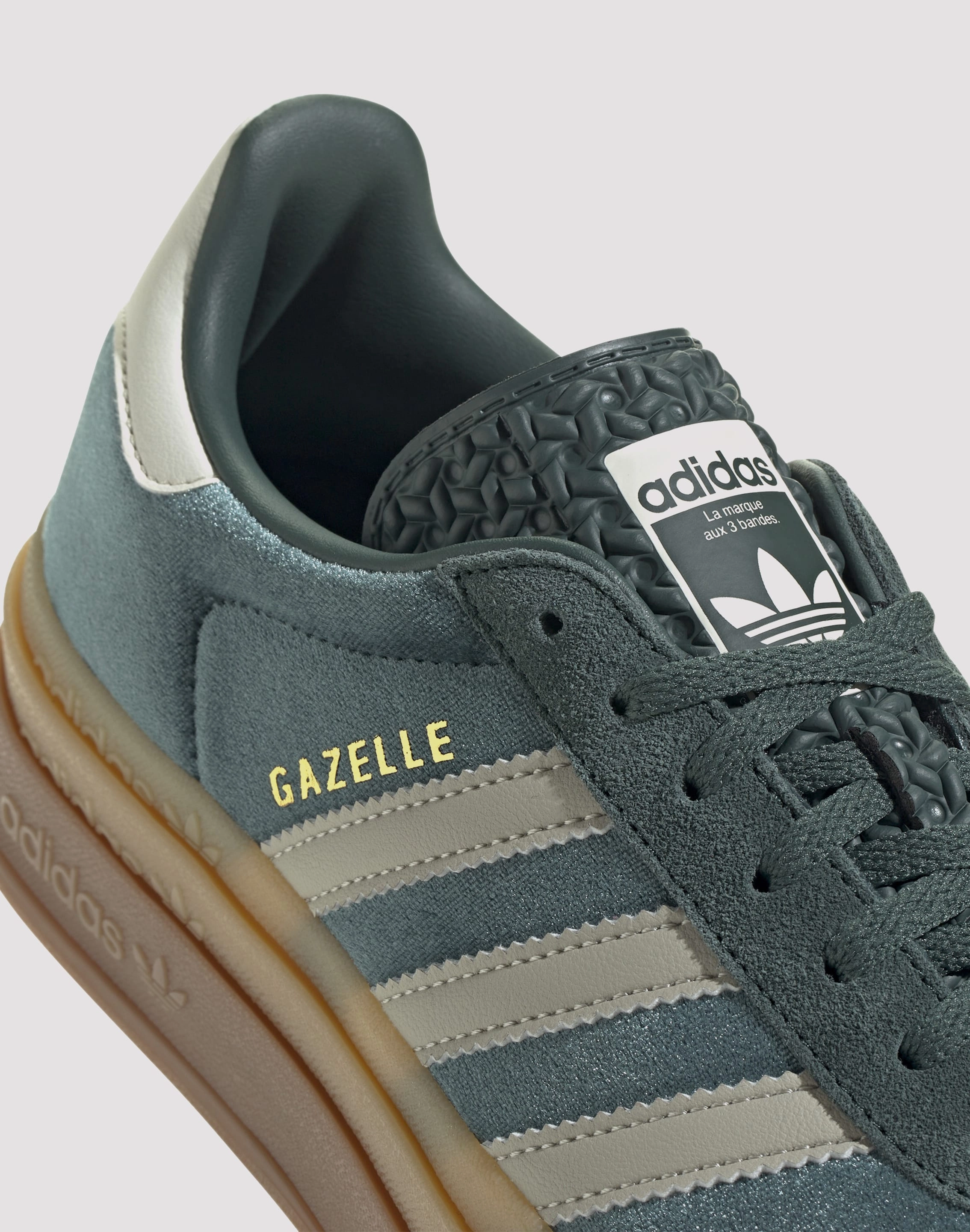 Adidas Originals Gazelle Bold "Mineral Green/Putty Grey" Flex Groove Design Structured chic