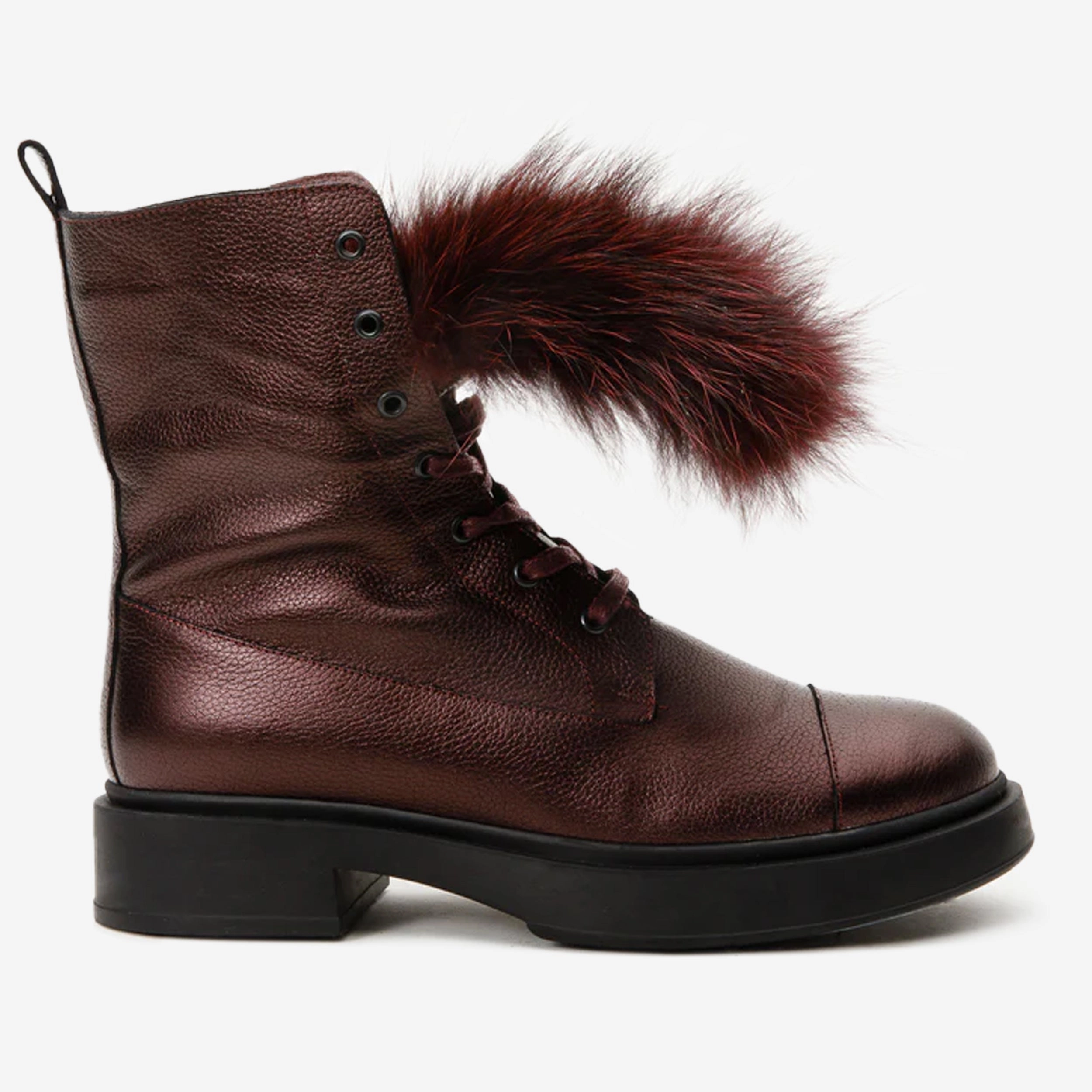 Mountain use The Kajapati Burgundy Leather Natural Fur Mid Calf Women Boot