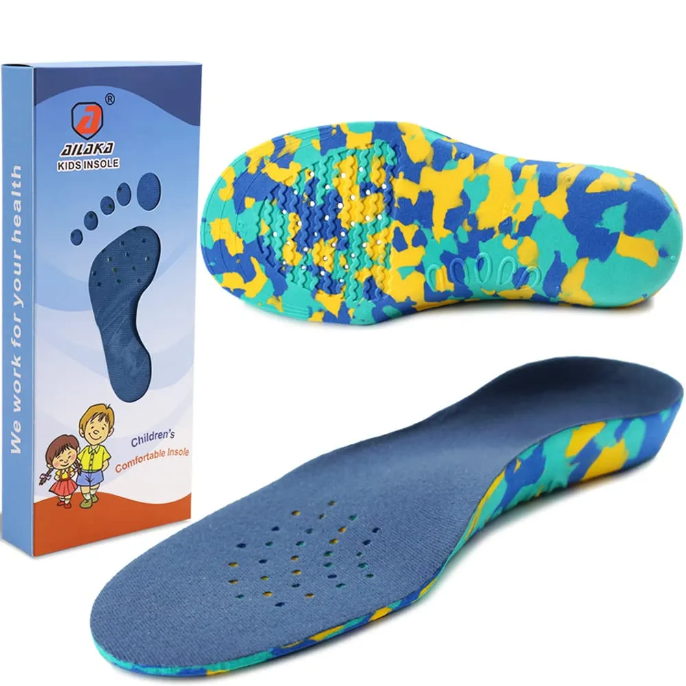 Ailaka Kids Orthotic Cushioning Arch Support Shoe Insoles, Children EVA Foam Inserts for Flat Feet, Plantar Fasciitis 11.5/13 UK Child