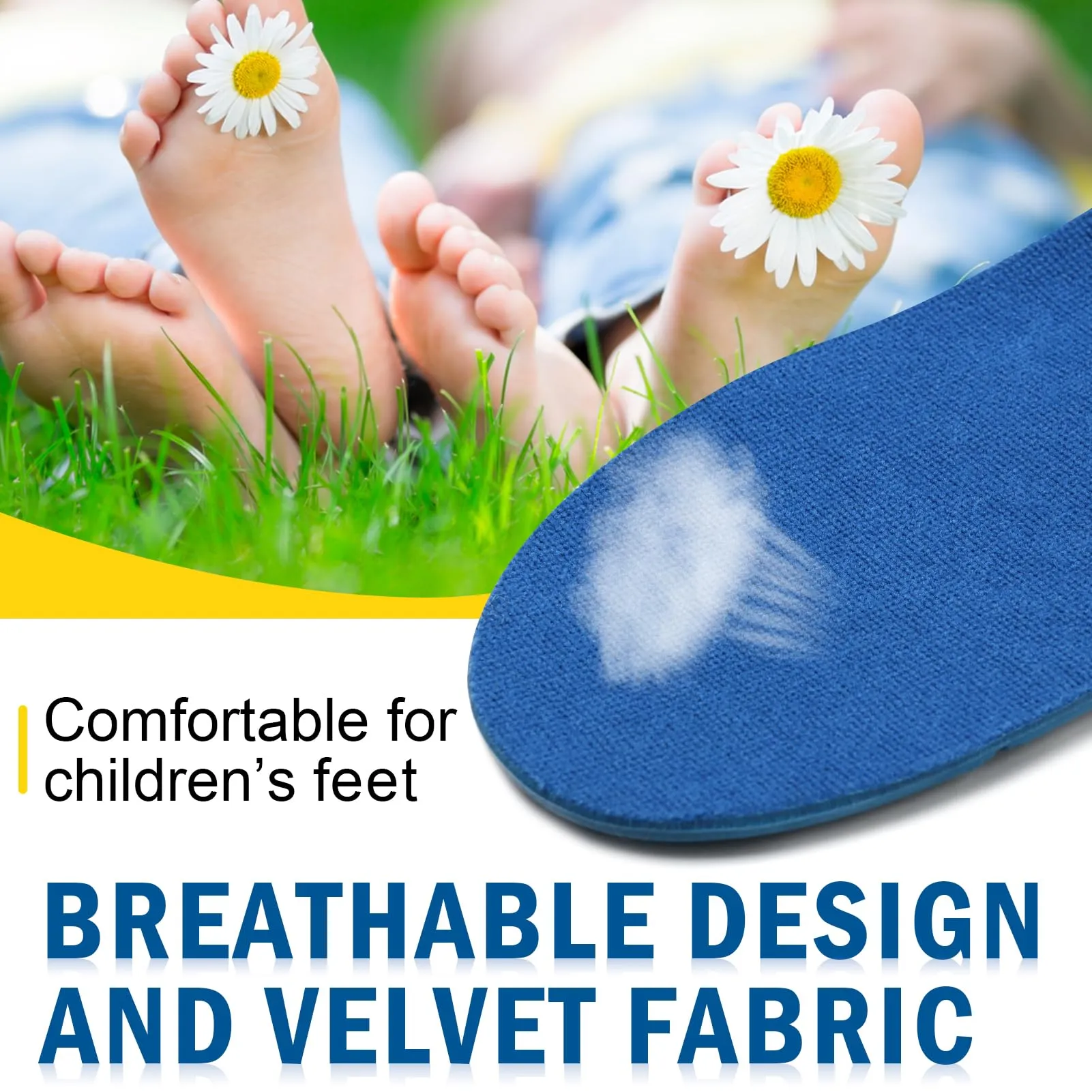 Ailaka Orthopedic Insoles Children, Orthopedic Shoe Insoles Children for Flat Feet, Heel Spurs, Plantar Fasciitis, Metatarsalgia Blue 37-39 EU 25.1cm