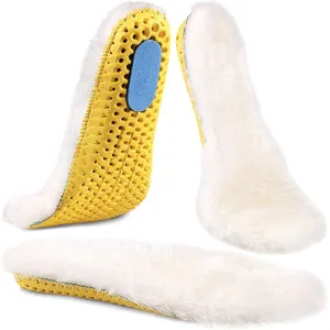 Ailaka Sheepskin Sport Wool Insoles for Women & Men, Premium Thick Fur Fleece Replacement Warm Inserts for Shoes Boots Slippers Sneakers 11 M US Women/9 M US Men 1 Pair