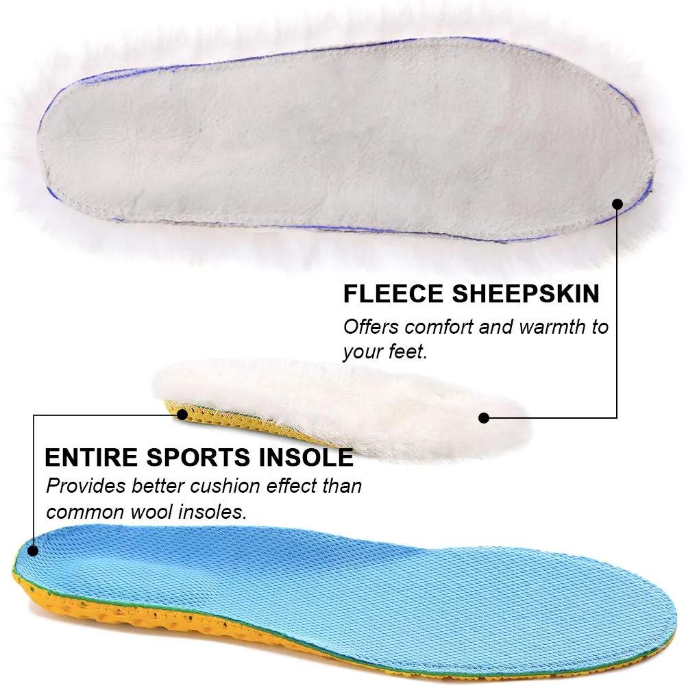 Ailaka Sheepskin Sport Wool Insoles for Women & Men, Premium Thick Fur Fleece Replacement Warm Inserts for Shoes Boots Slippers Sneakers 11 M US Women/9 M US Men 1 Pair