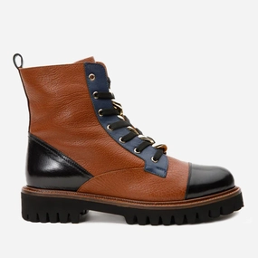 Cushioned The Belgrad Brown  Leather Lace-Up Ankle Women Boot With a Side Zipper Final Sale!