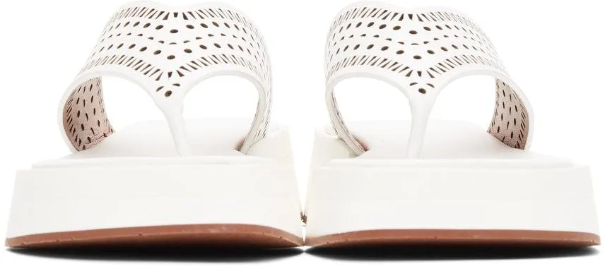 ALAÃA White Vienne Plastron Platform Sandals