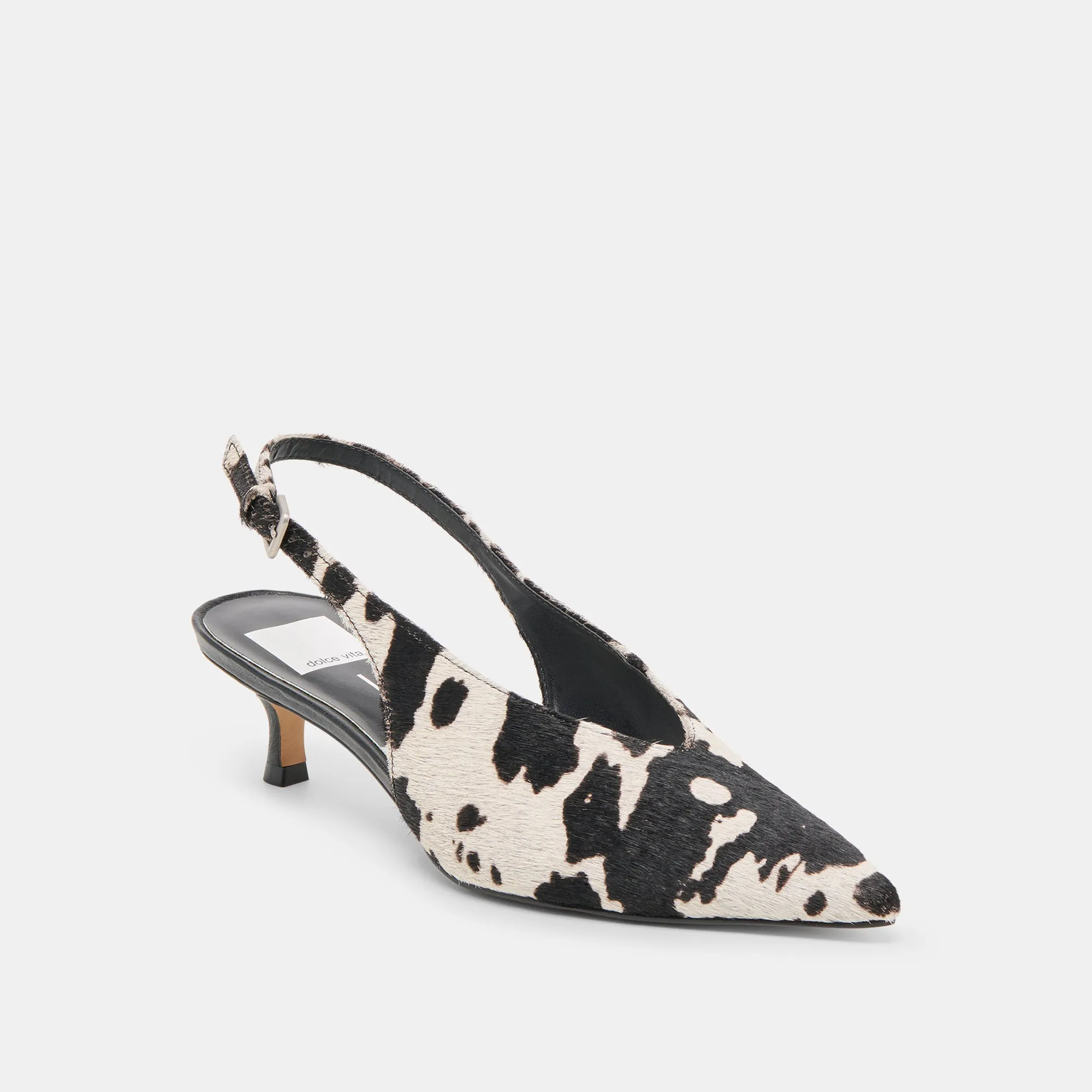 ALENNA HEELS BLACK WHITE TAURUS CALF HAIR Daily Spark