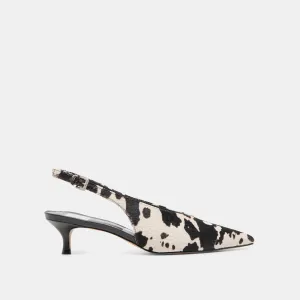 ALENNA HEELS BLACK WHITE TAURUS CALF HAIR Effortless Design
