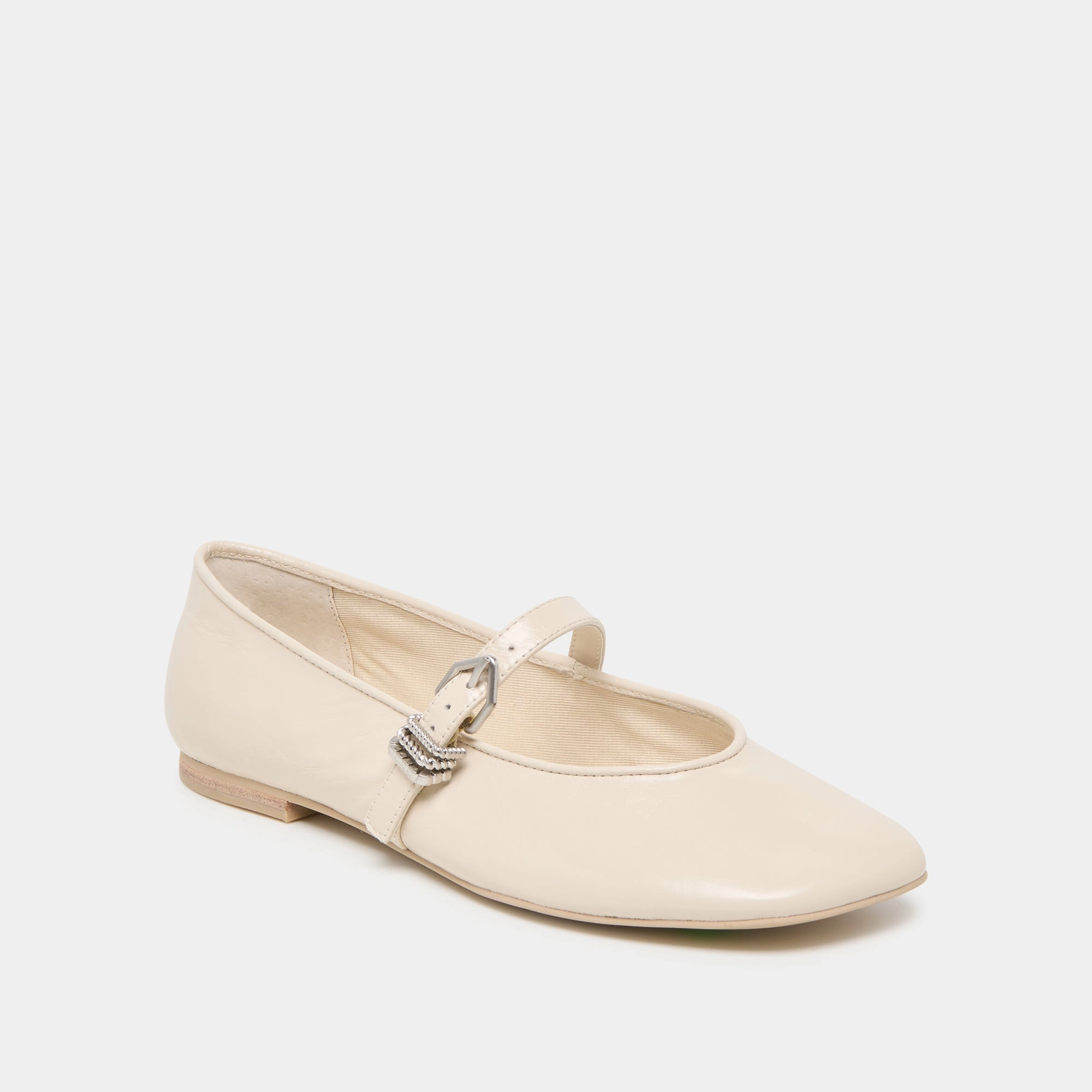 ALIZZA BALLET FLATS CREME CRINKLE PATENT Lightweight Support